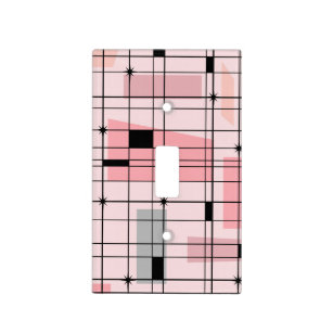 Retro Pink Grid and Starbursts Light Switch Cover