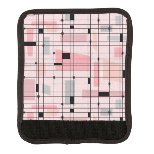 Retro Pink Grid and Starbursts Luggage Handle Wrap