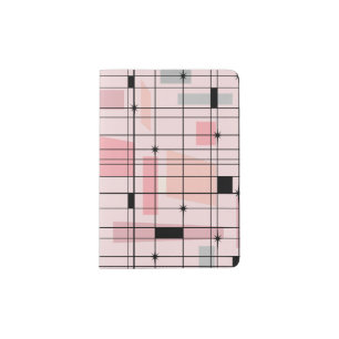 Retro Pink Grid and Starbursts Passport Holder