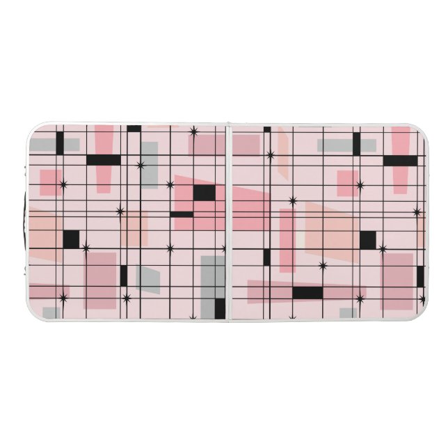 Retro Pink Grid and Starbursts Pong Table (Top)