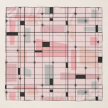 Retro Pink Grid and Starbursts Scarf<br><div class="desc">This Retro Pink Grid and Starbursts is where vintage style meets modern day. It features a light pink background with kitschy, off kilter squares and rectangles in dove grey and three shades of pink. The whimsical blocks of color are overlayed and worked into some of the grid intersections. There are...</div>