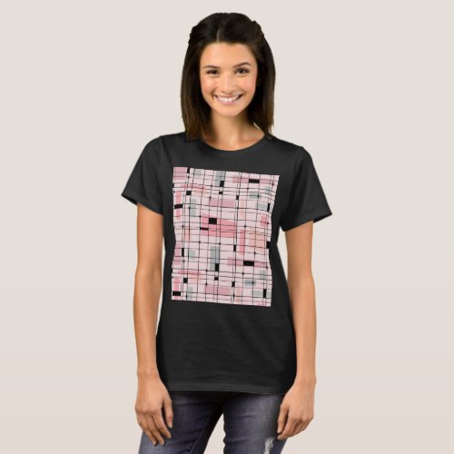 Retro Pink Grid and Starbursts T_Shirt