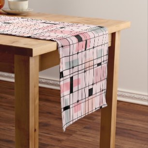 Retro Pink Grid and Starbursts Table Runner