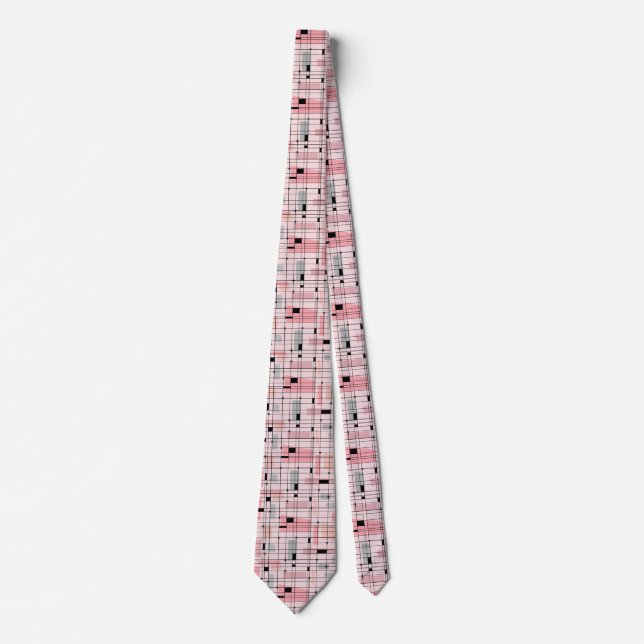 Retro Pink Grid and Starbursts Tie (Front)