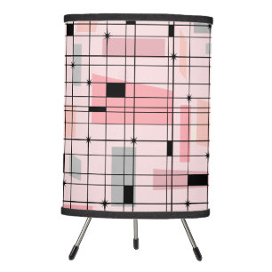 Retro Pink Grid and Starbursts Tripod Lamp