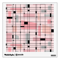 Retro Pink Grid and Starbursts Wall Decal