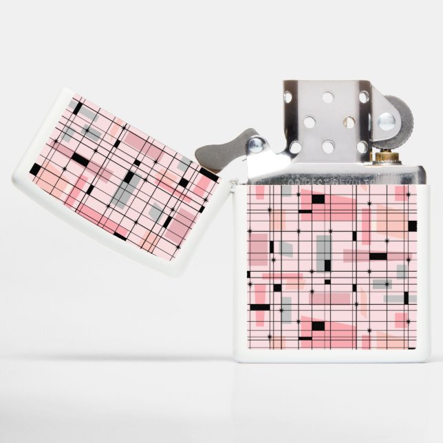 Retro Pink Grid and Starbursts Zippo Lighter (Opened)