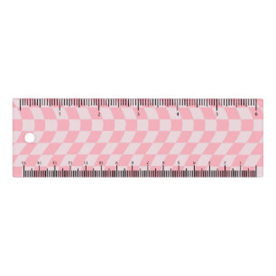 Retro Pink Groovy Dorm Warped Check Checkered Ruler