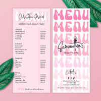 Retro Pink Groovy Makeup Artist Salon Price List Rack Card