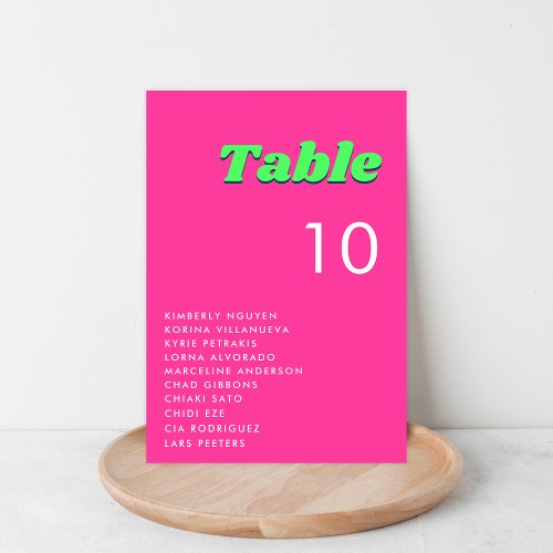 Retro Pink Groovy Table Number with Seating Chart 