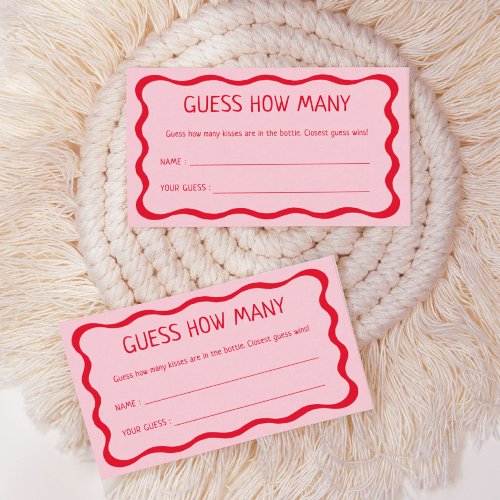 Retro Pink Guess How Many Kisses Game Enclosure Card