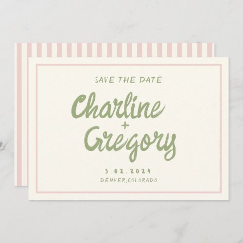 Retro Pink Handwriting Wedding Save the Date Invitation