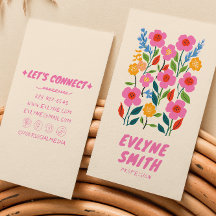 Retro Pink Handwritten Drawn Floral Girly Colorful