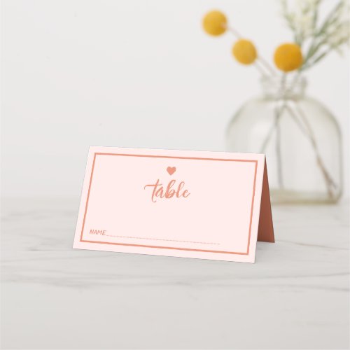 Retro Pink Handwritting Wedding Place Card