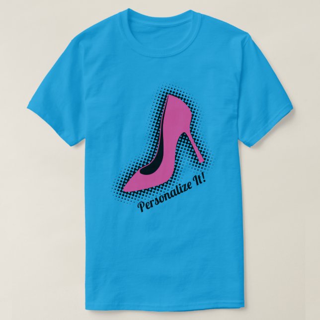 Retro Pink High Heel Shoe T-Shirt (Design Front)