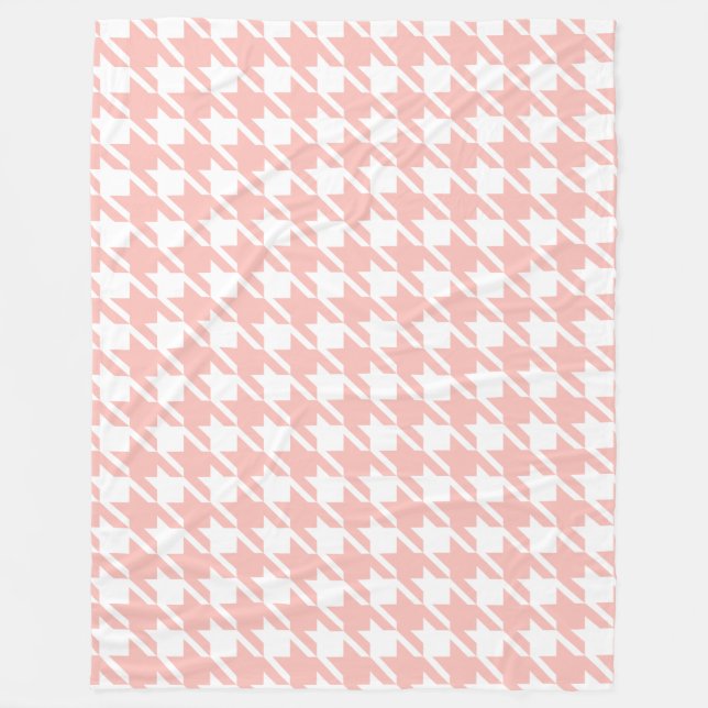 Retro Pink Houndstooth Fleece Blanket Gift (Front)