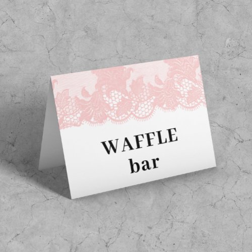 Retro Pink Lace Waffle Bar tent Card