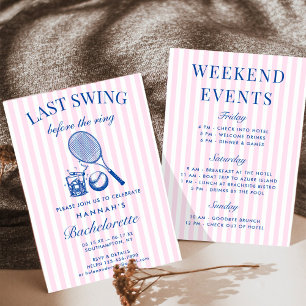 Retro Pink Last Swing Before The Ring Tennis Bach Invitation