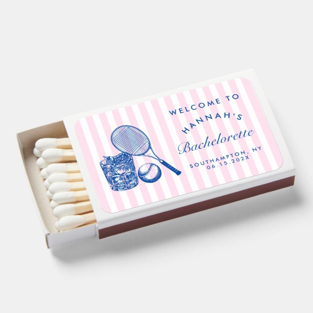 Retro Pink Last Swing Before The Ring Tennis Bach Matchboxes (Front Open)