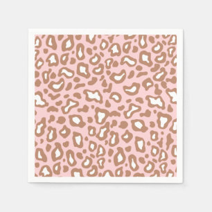 Retro Pink Leopard Animal Print Party Napkins