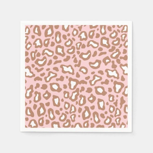 Retro Pink Leopard Animal Print Party Napkins