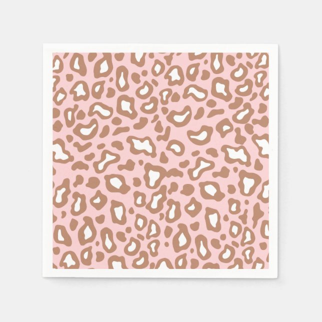 Retro Pink Leopard Animal Print Party Napkins (Front)