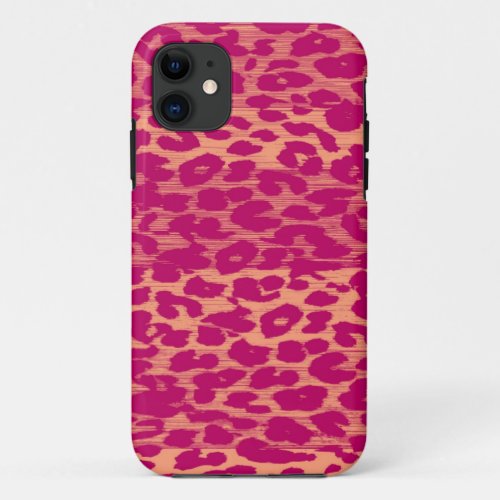 Retro Pink Leopard Print Skin iPhone 11 Case