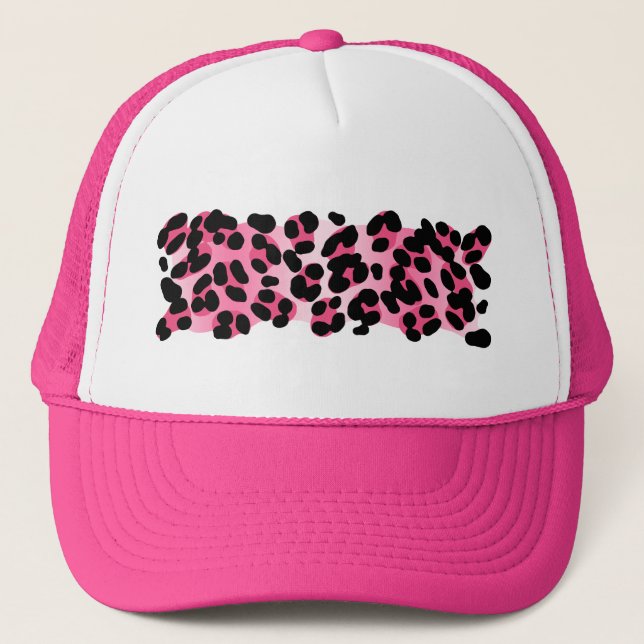 Retro Pink Leopard Print Trucker Hat (Front)