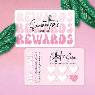Retro Pink Logo Modern Lash Salon or Spa Loyalty Card
