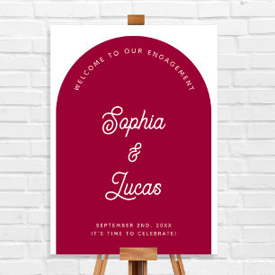 Retro Pink Magenta Arch Engagement Party Welcome Foam Board