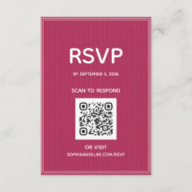 Retro Pink Magenta Pinstripe QR Code Wedding RSVP 