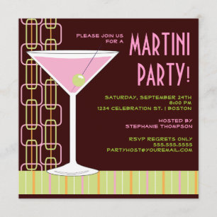 Retro Pink Martini Cocktail Party Invitation