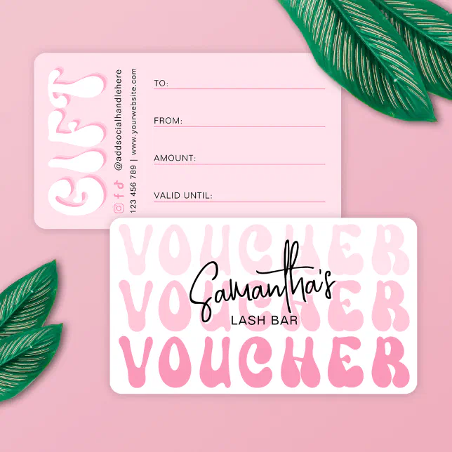 Retro Pink Modern Beauty Bar Lash Salon Gift Card | Zazzle