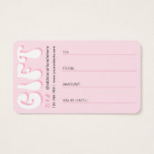 Retro Pink Modern Beauty Bar Lash Salon Gift Card (Back)