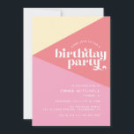 Retro Pink | Modern Girly Any Age Birthday Party Invitation<br><div class="desc">Fun,  feminine birthday party invitations with retro-style lettering and an ivory,  rose,  and bubblegum pink color palette. Customize with any age. Relaxed and fun invitations for retro-themed birthdays.</div>