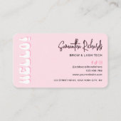 Retro Pink Modern Girly Lash Beauty Salon or Spa Business Card (Back)