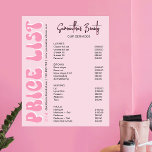 Retro Pink Modern Lash Salon Price List Poster at Zazzle