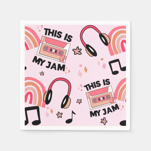 Retro Pink Music Dance Party Pattern Napkins