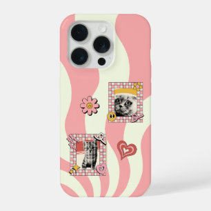Retro Pink Nostalgic Cat iPhone 15 Pro Case