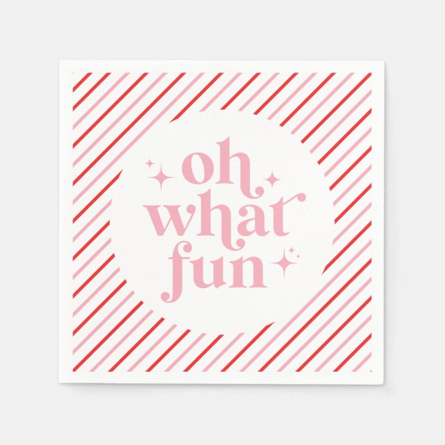 Retro Pink Oh What Fun Napkins (Front)