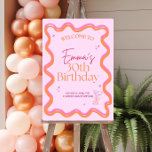 Retro Pink & Orange 30th Birthday Welcome Sign<br><div class="desc">Retro Pink & Orange 30th Birthday Welcome Sign, Customizable A1 Template , Party Sign, 21st Welcome Sign, Pink and Orange 30th Birthday, Canva Welcome Sign Squiggle, 30 Birthday Orange Printable, Grand Reopening Party, Party Sign Aesthetic, 21st Birthday Sign Arch, Birthday Sign Canva, Pink Black and Gold Birthday, 21st Printable Sign,...</div>