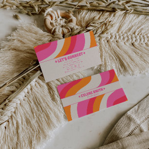 Retro Pink Orange 70s Boho Groovy Girly Trendy Business Card