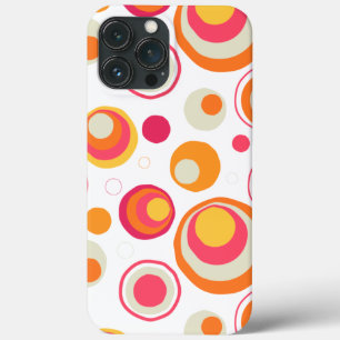 Retro Pink Orange Chic Girly Pattern iPhone 13 Pro Max Case