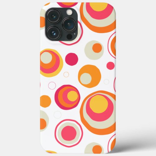 Retro Pink Orange Chic Girly Pattern iPhone 13 Pro Max Case