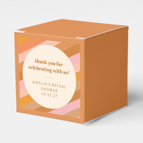 Retro Pink Orange Custom Bridal Shower Thank You Favor Boxes