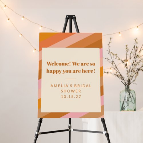 Retro Pink Orange Custom Bridal Shower Welcome  Foam Board