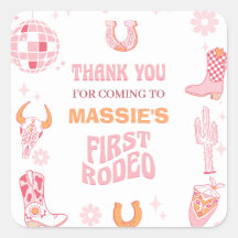 Retro Pink Orange First Rodeo 1st Birthday