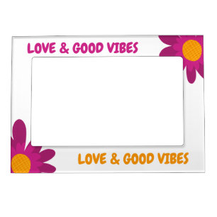 Retro Pink & Orange Love & Good Vibes Magnetic Frame