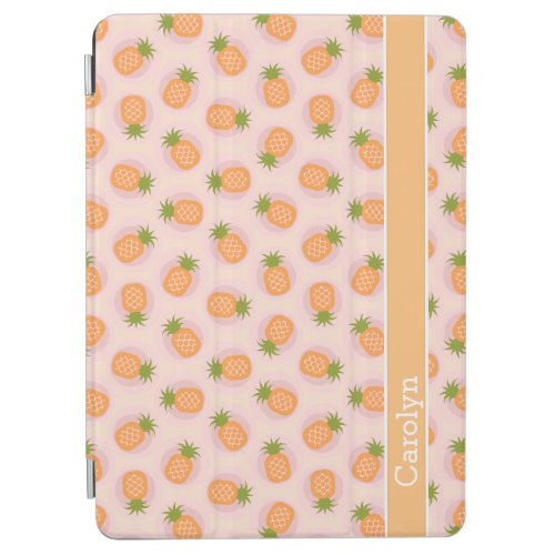 Retro pink orange pineapple patterns monogram iPad air cover