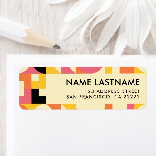 Retro Pink Orange Yellow Black Return Address Label